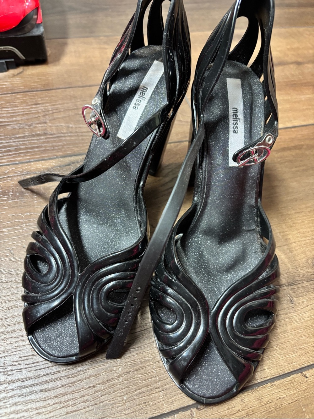 Melissa Black Vintage Sculpted Open-Toe Jelly Heels